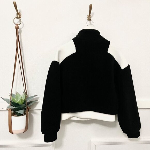 ZARA Contrast Pocket Fleece Jacket Black White Leopard Size M - Picture 7 of 7